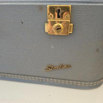 Vintage Starline Blue Luggage Set – Hard-Sided Suitcase & Train Case