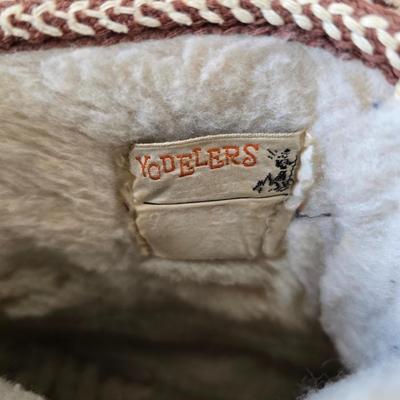 Women’s Fashion Bundle – Faux Woven Handbag with Matching Wallet and Vintage Yodelers Shearling Boots