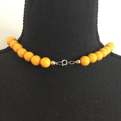 Vintage butter, scotch and silver tone beaded necklace, BoHo chic