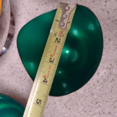 Denmark Enameled Jewel Tone Metal Bowls- Assorted Shapes and Sizes- Four Pieces