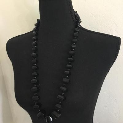 Vintage black beaded necklace