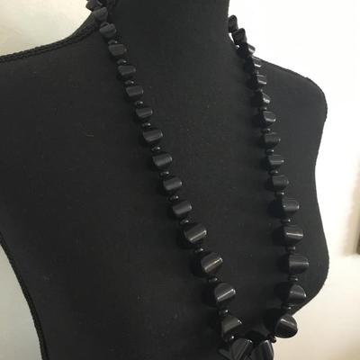 Vintage black beaded necklace