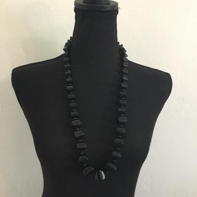 Vintage black beaded necklace