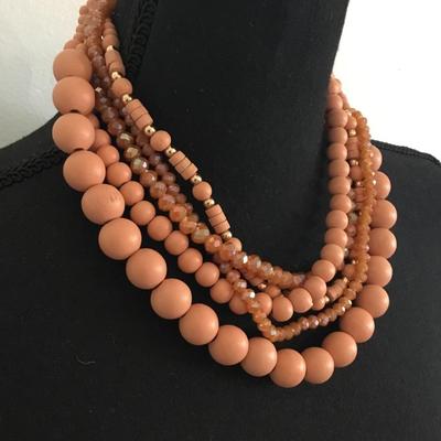 Cute peach chunky beaded statement necklace