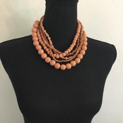 Cute peach chunky beaded statement necklace