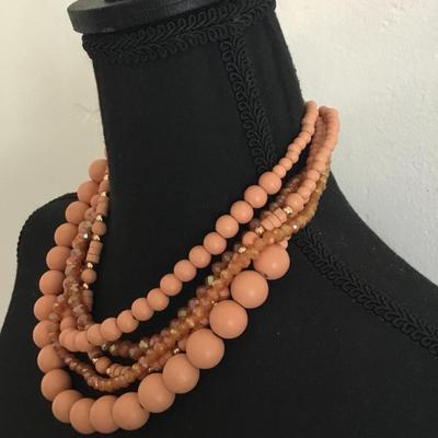 Cute peach chunky beaded statement necklace