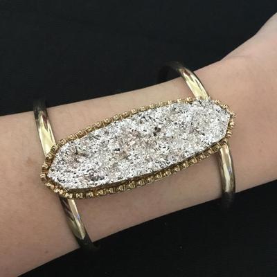Beautiful Gold tone cuff bracelet faux stone