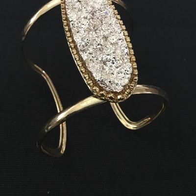 Beautiful Gold tone cuff bracelet faux stone