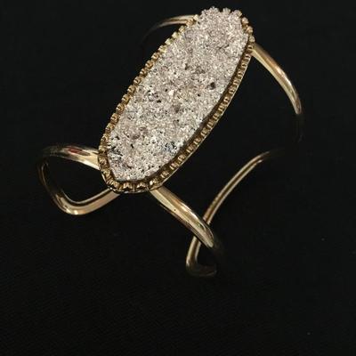 Beautiful Gold tone cuff bracelet faux stone