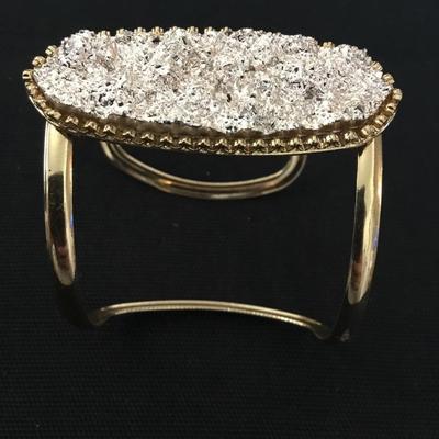 Beautiful Gold tone cuff bracelet faux stone
