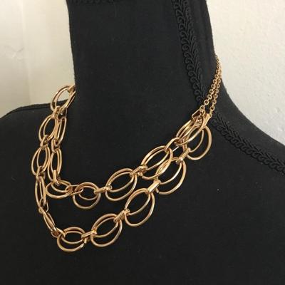 Pretty Gold, toned, oval statement necklace