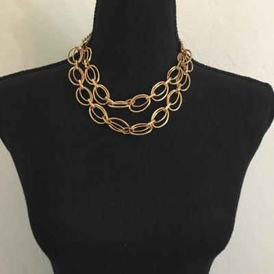 Pretty Gold, toned, oval statement necklace