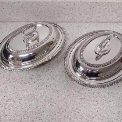 Pair of Viners Covered Vegetable Servers- Electroplate on Copper