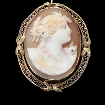 10k Gold Cameo Brooch or Pendant