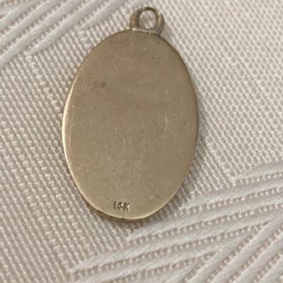 Two 14k Gold Religious Pendants + Two 14k Gold Chains