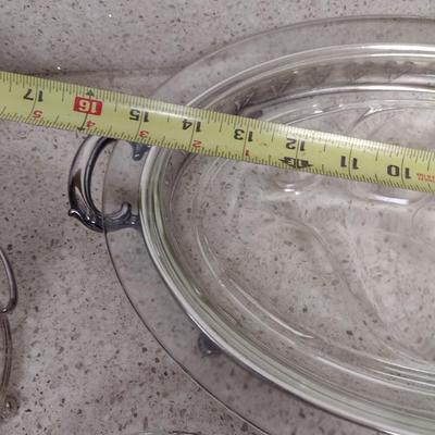 Collection of Glass Serve Ware with Metal Bases