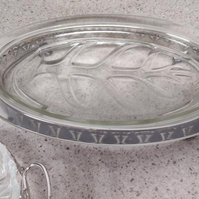 Collection of Glass Serve Ware with Metal Bases