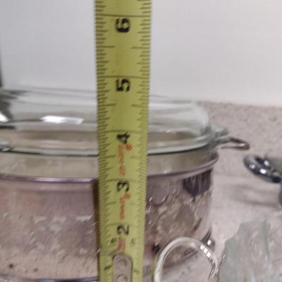 Collection of Glass Serve Ware with Metal Bases