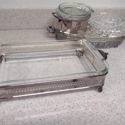 Collection of Glass Bakeware/Serve Ware with Metal Bases
