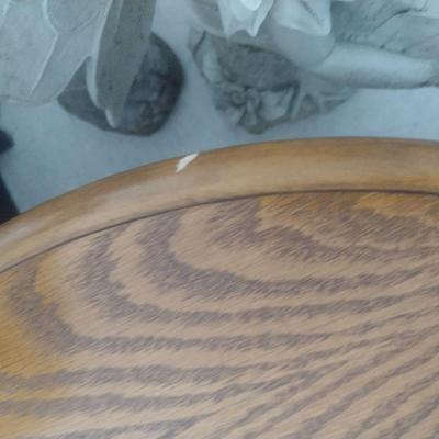 Oak Round Pedestal Lamp Table