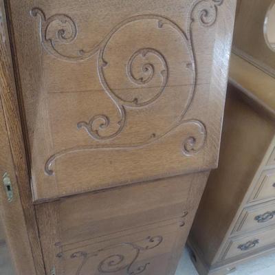 Antique Oak Solid Wood Secretary Cabinet