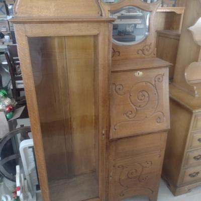 Antique Oak Solid Wood Secretary Cabinet