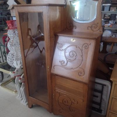 Antique Oak Solid Wood Secretary Cabinet