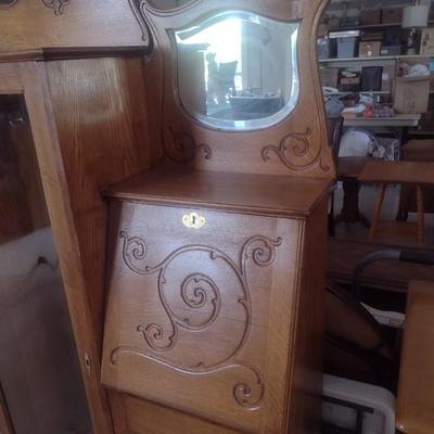 Antique Oak Solid Wood Secretary Cabinet