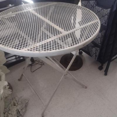 Vintage Wrought Metal Folding Leg Patio Table