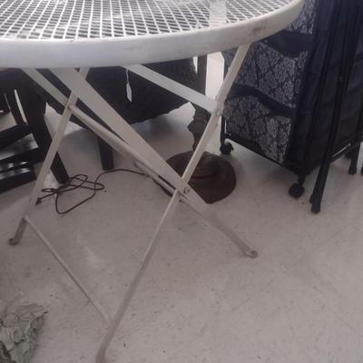Vintage Wrought Metal Folding Leg Patio Table