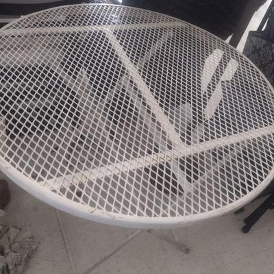 Vintage Wrought Metal Folding Leg Patio Table