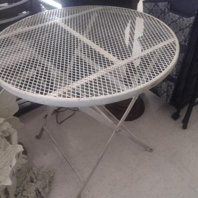 Vintage Wrought Metal Folding Leg Patio Table