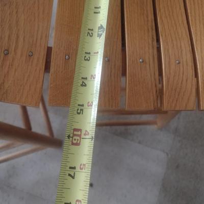 Pair of Vintage Stationary Wood Slat Bar Stools