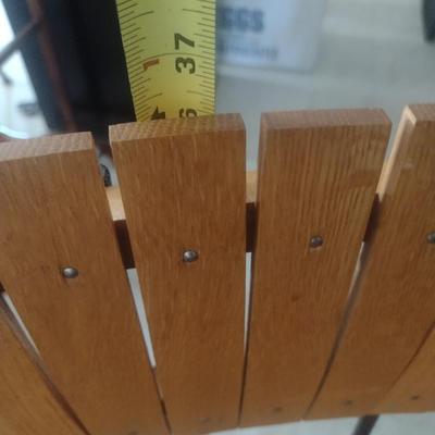 Pair of Vintage Stationary Wood Slat Bar Stools