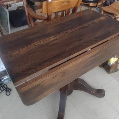 Custom Crafted Pedestal Drop Leaf Table