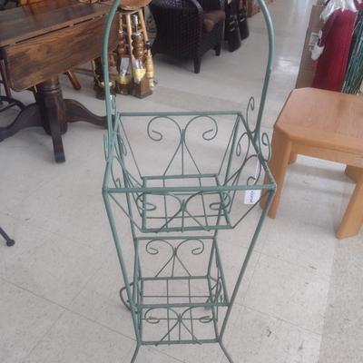 Wrought Metal Double Basket Plant Stand