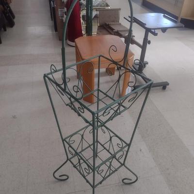 Wrought Metal Double Basket Plant Stand