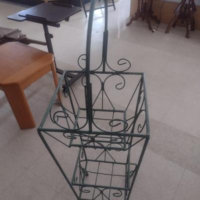 Wrought Metal Double Basket Plant Stand