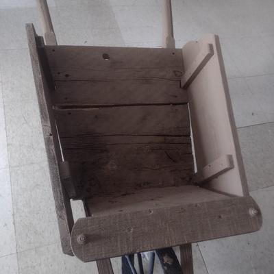 Vintage Wood Wheelbarrow for Plants or Garden Decoration