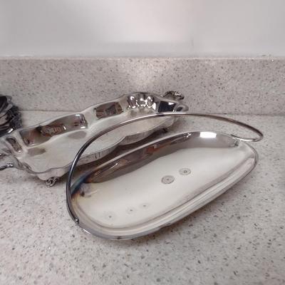 Collection of Metal Serve Ware- Some Silver Plated- Assorted Makers