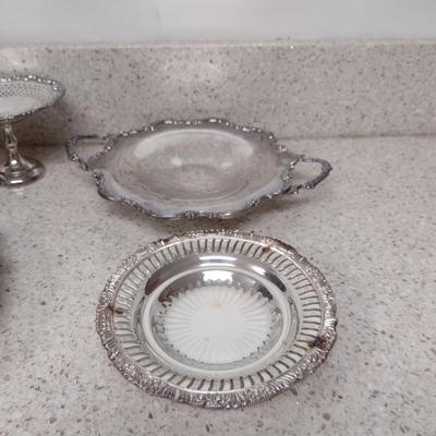Large Collection of Metal Serve Ware and Tidbit Trays- Some Silver Plated- Assorted Makers