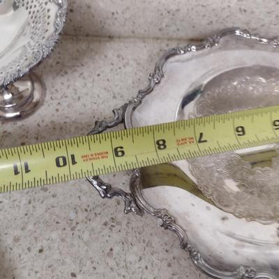 Large Collection of Metal Serve Ware and Tidbit Trays- Some Silver Plated- Assorted Makers