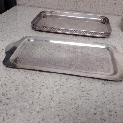 Large Collection of Metal Serve Ware and Tidbit Trays- Some Silver Plated- Assorted Makers