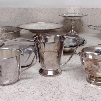 Large Collection of Metal Serve Ware and Tidbit Trays- Some Silver Plated- Assorted Makers