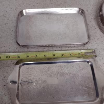 Large Collection of Metal Serve Ware and Tidbit Trays- Some Silver Plated- Assorted Makers