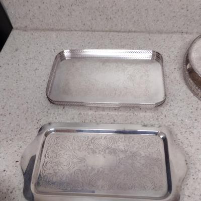 Large Collection of Metal Serve Ware and Tidbit Trays- Some Silver Plated- Assorted Makers
