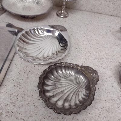 Large Collection of Metal Serve Ware and Tidbit Trays- Some Silver Plated- Assorted Makers