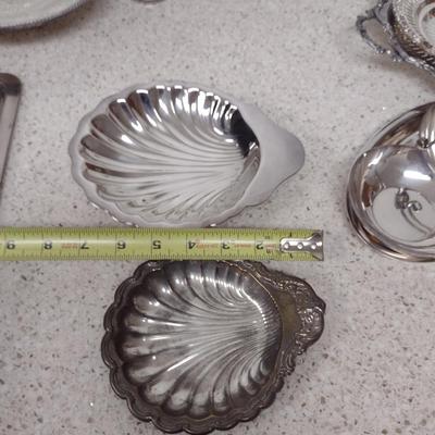 Large Collection of Metal Serve Ware and Tidbit Trays- Some Silver Plated- Assorted Makers