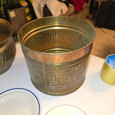 Copper and brass bucket