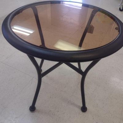Glass Top Round Patio Side Table